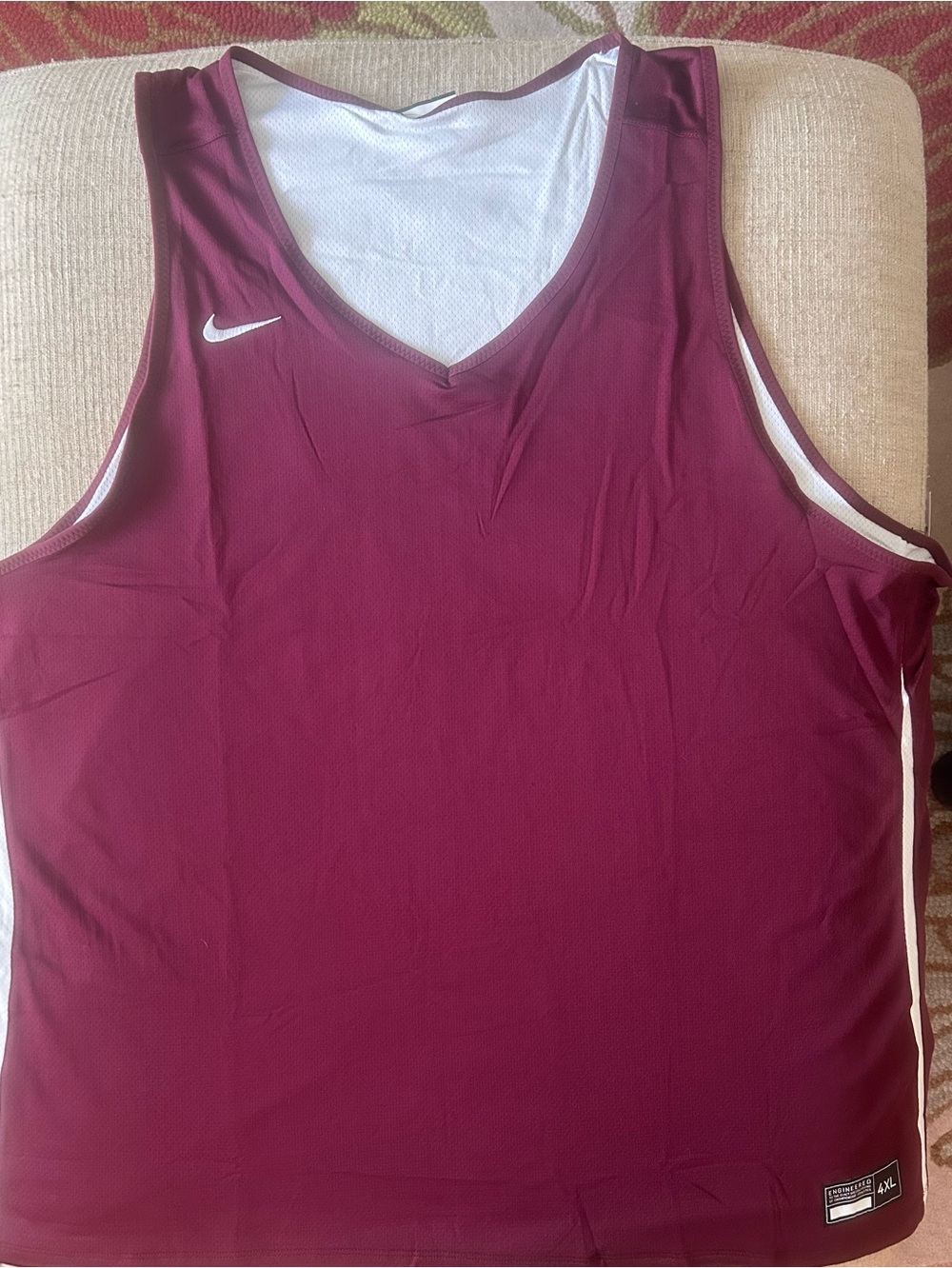 Men’s Nike Dri-Fit Athletic Basketball Jersey Reversible Tank Burgundy 4XL NWT